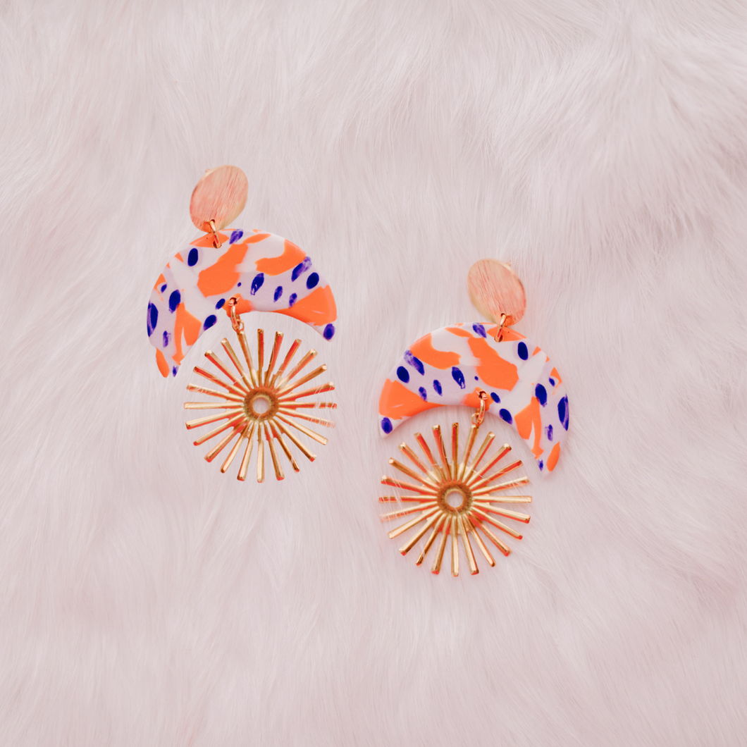 Orange and Purple - Luna Earrings
