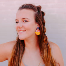 Load image into Gallery viewer, Orange and Purple - Floral Earrings
