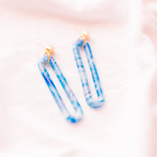 Load image into Gallery viewer, Blue Oval - Earrings
